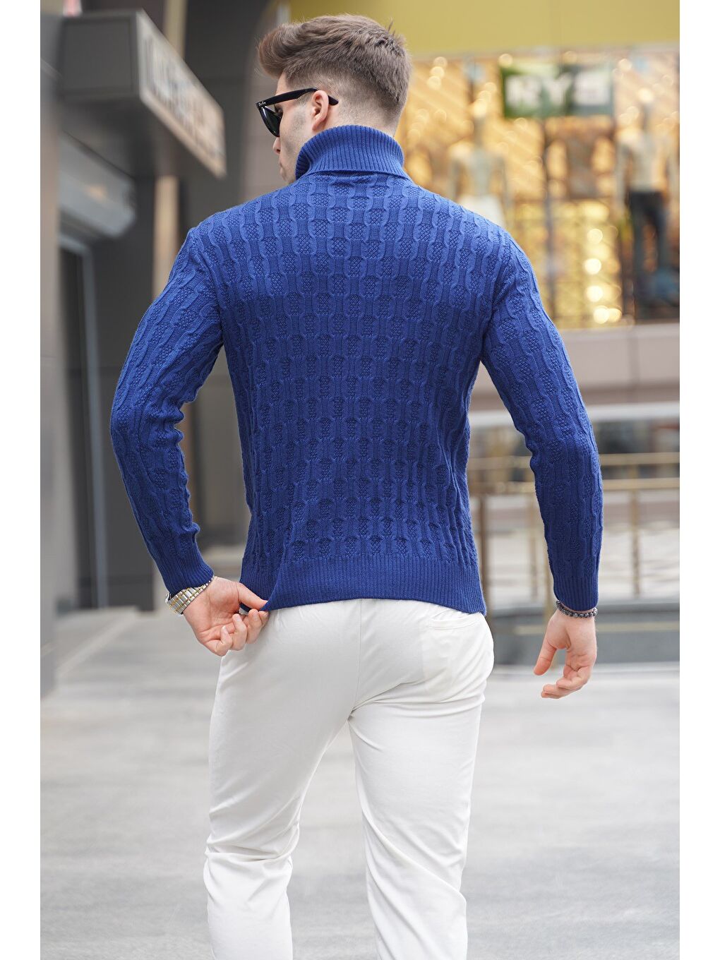 Açık Lacivert Balıkçı Yaka Triko Kazak 5759-1