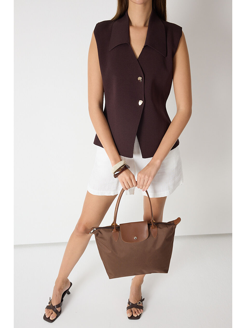 Kahverengi Kadın Kahve Orta Boy Askılı El ve Omuz Çantası-4