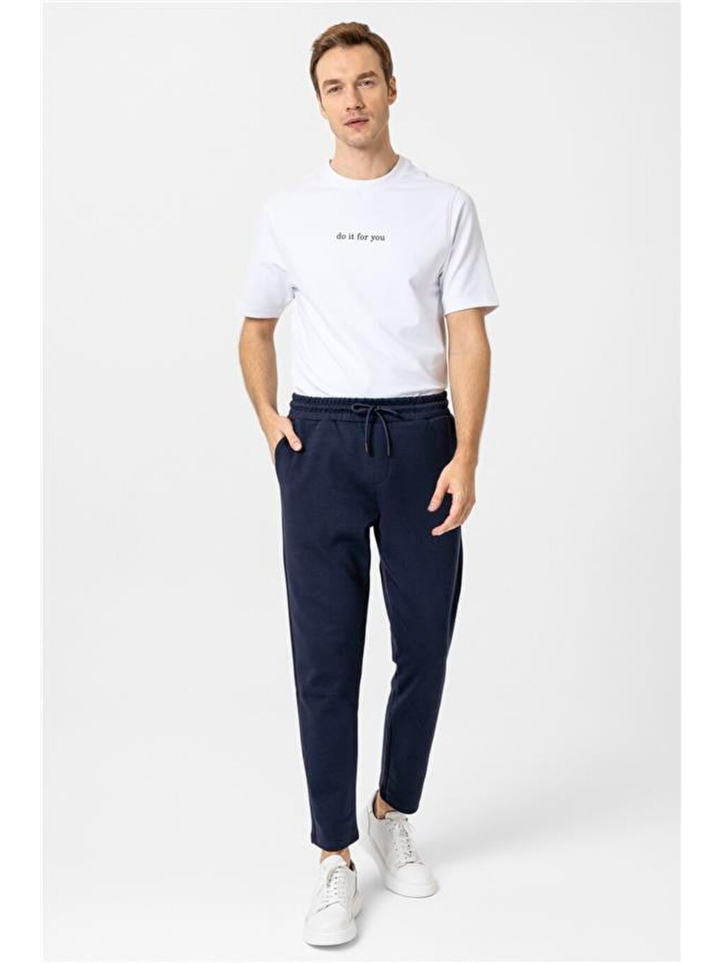Lacivert Regular Düz Jogger Pantolon