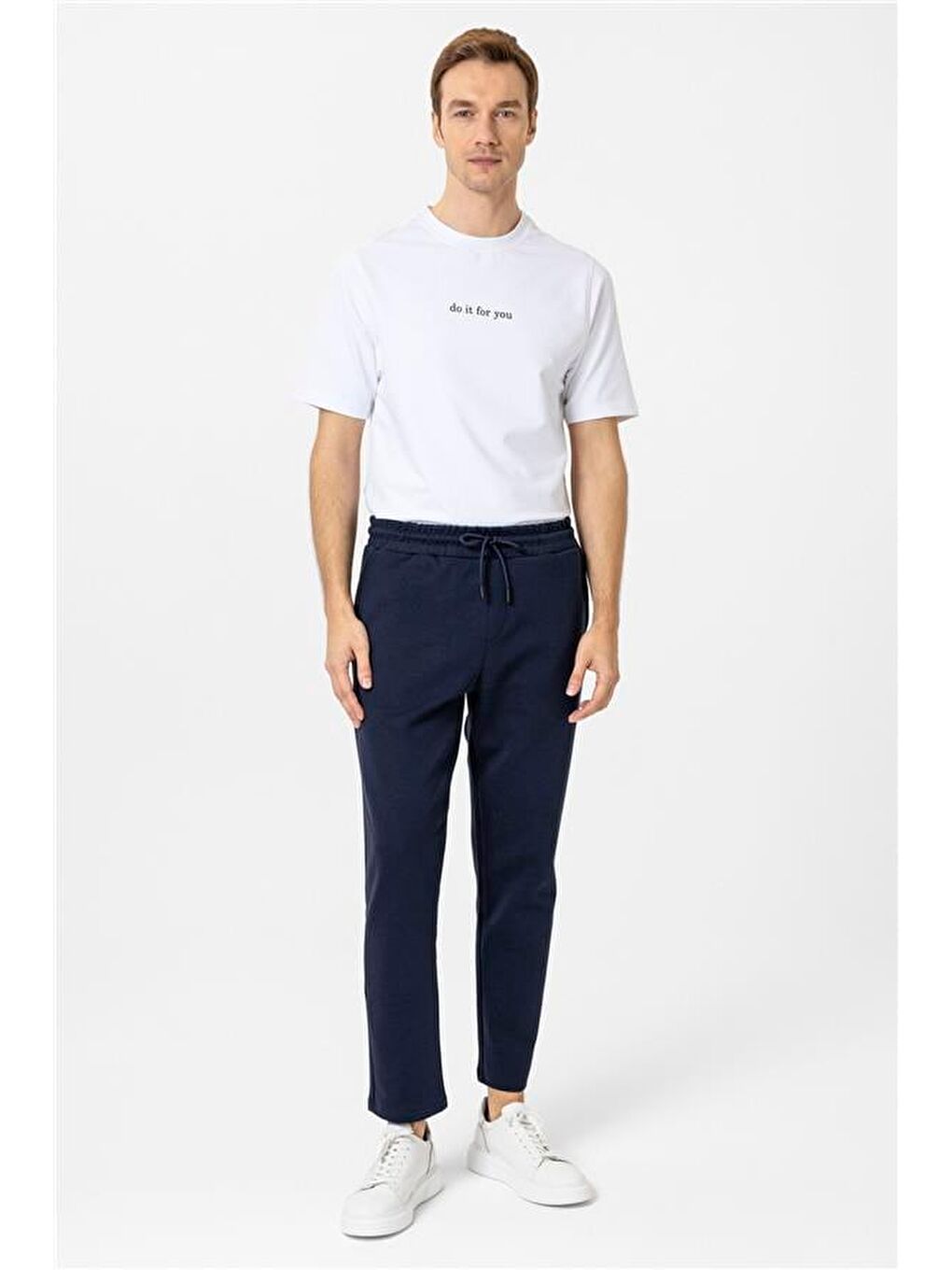 Lacivert Regular Düz Jogger Pantolon-6