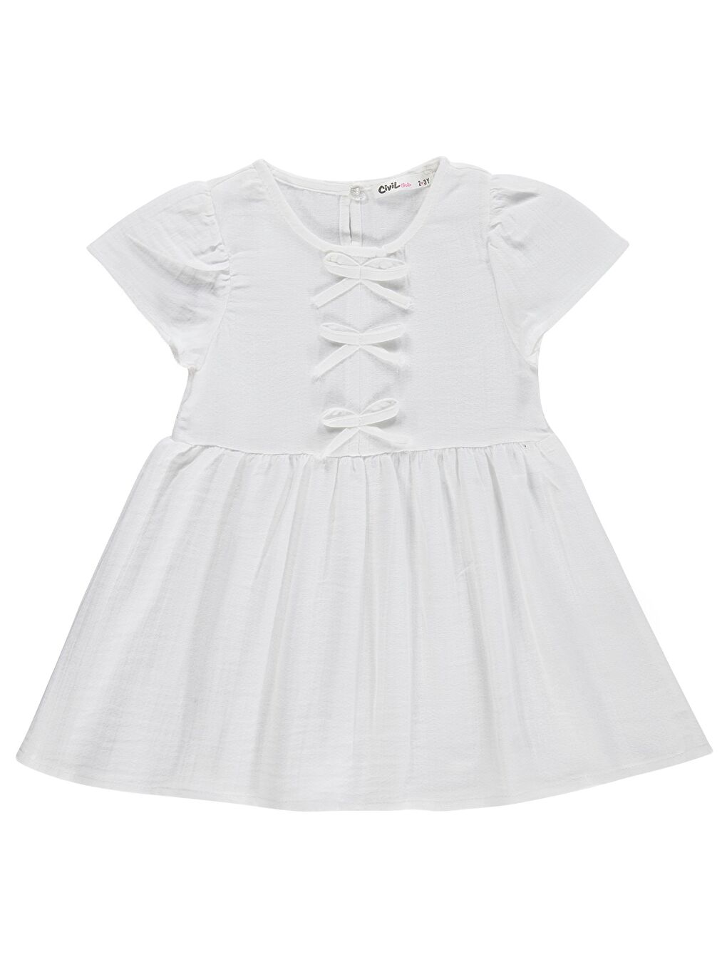 Girls Fiyonklu 2-5 Yaş Elbise - Beyaz
