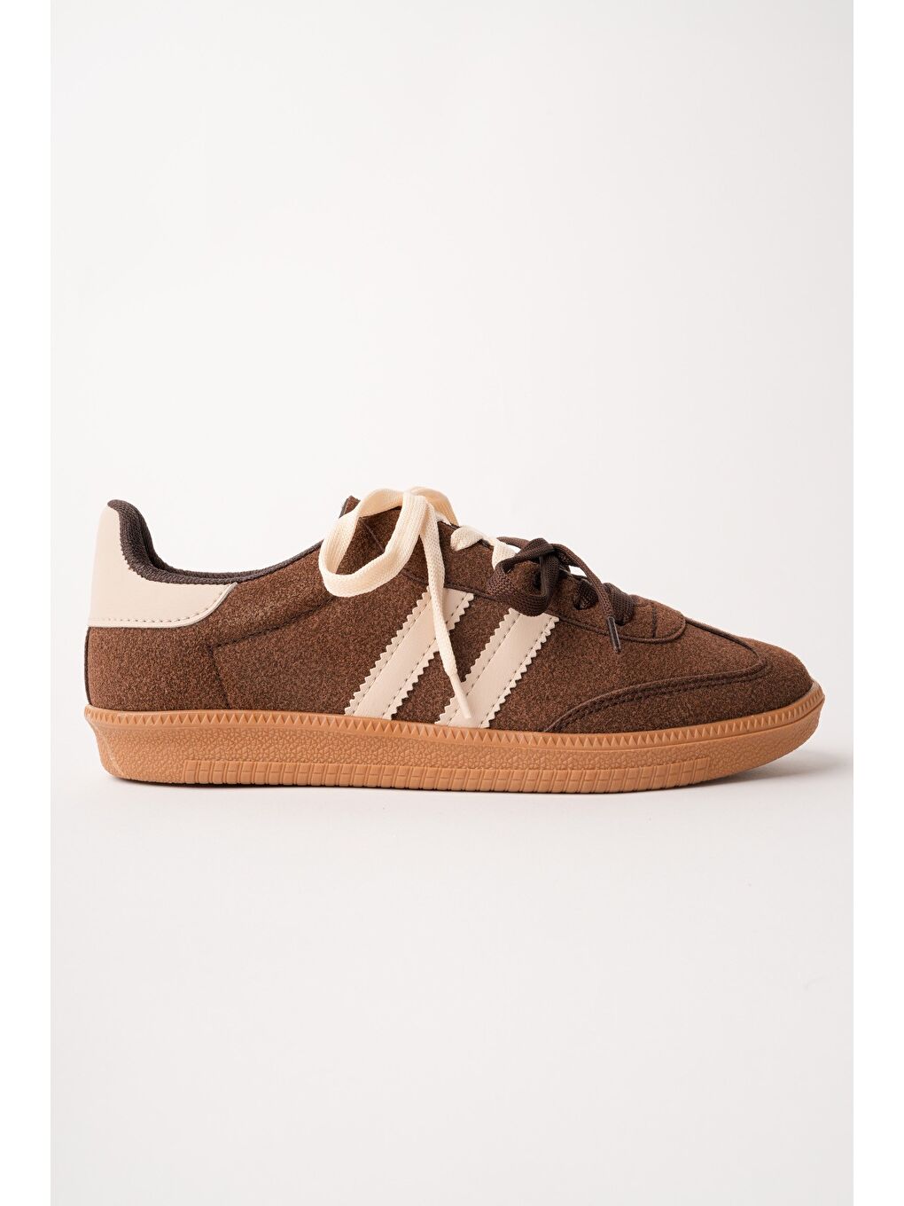 Kahverengi TAUPE Çift Bağcıklı Günlük Kadın Sneaker Spor Ayakkabı-1