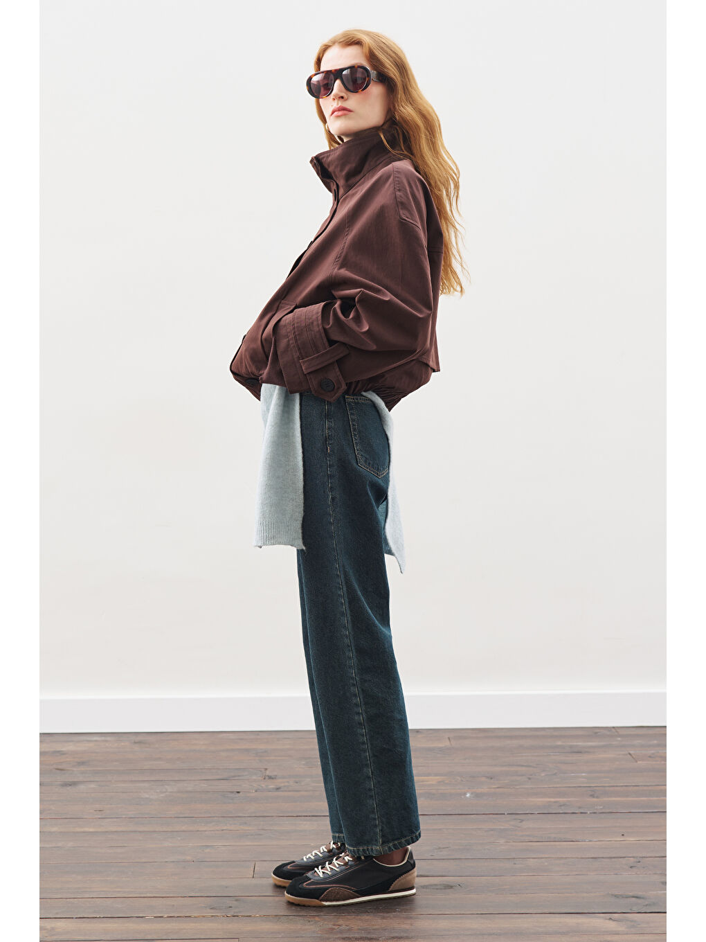 Trenç Tarz Bomber Ceket Kahverengi-2