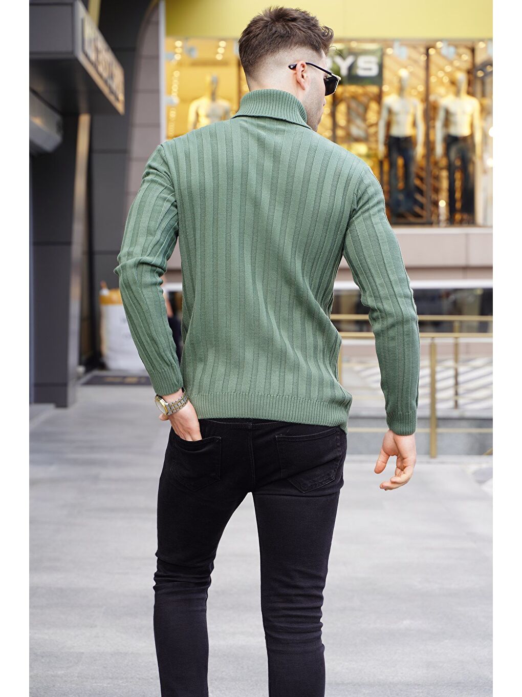 Açık Haki Balıkçı Yaka Triko Kazak 5764-1