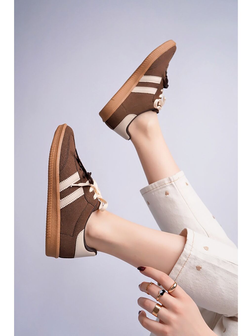 Kahverengi TAUPE Çift Bağcıklı Günlük Kadın Sneaker Spor Ayakkabı-2