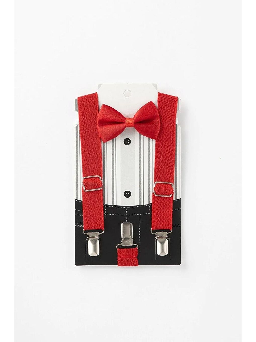Kırmızı Erkek Çocuk Askı Ve Papyon Seti   Ayarlanabilir Elastik