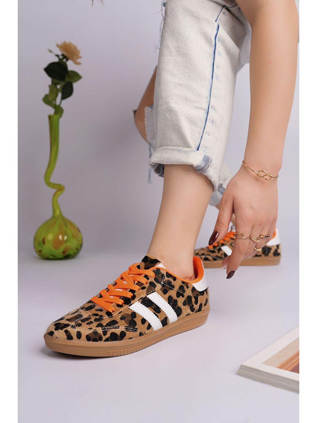 Sarı TAUPE Çift Bağcıklı Günlük Kadın Sneaker Spor Ayakkabı-2