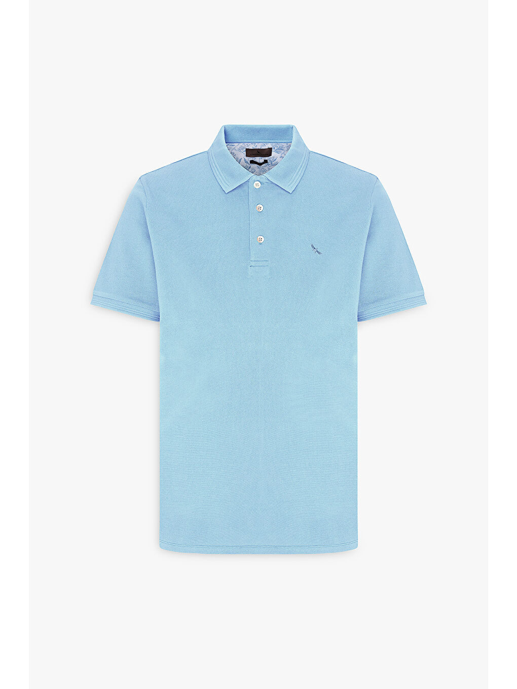 Erkek Açık Mavi Slim Fit Dar Kesim Polo Yaka %100 Pamuk Kısa Kollu Tişört-5