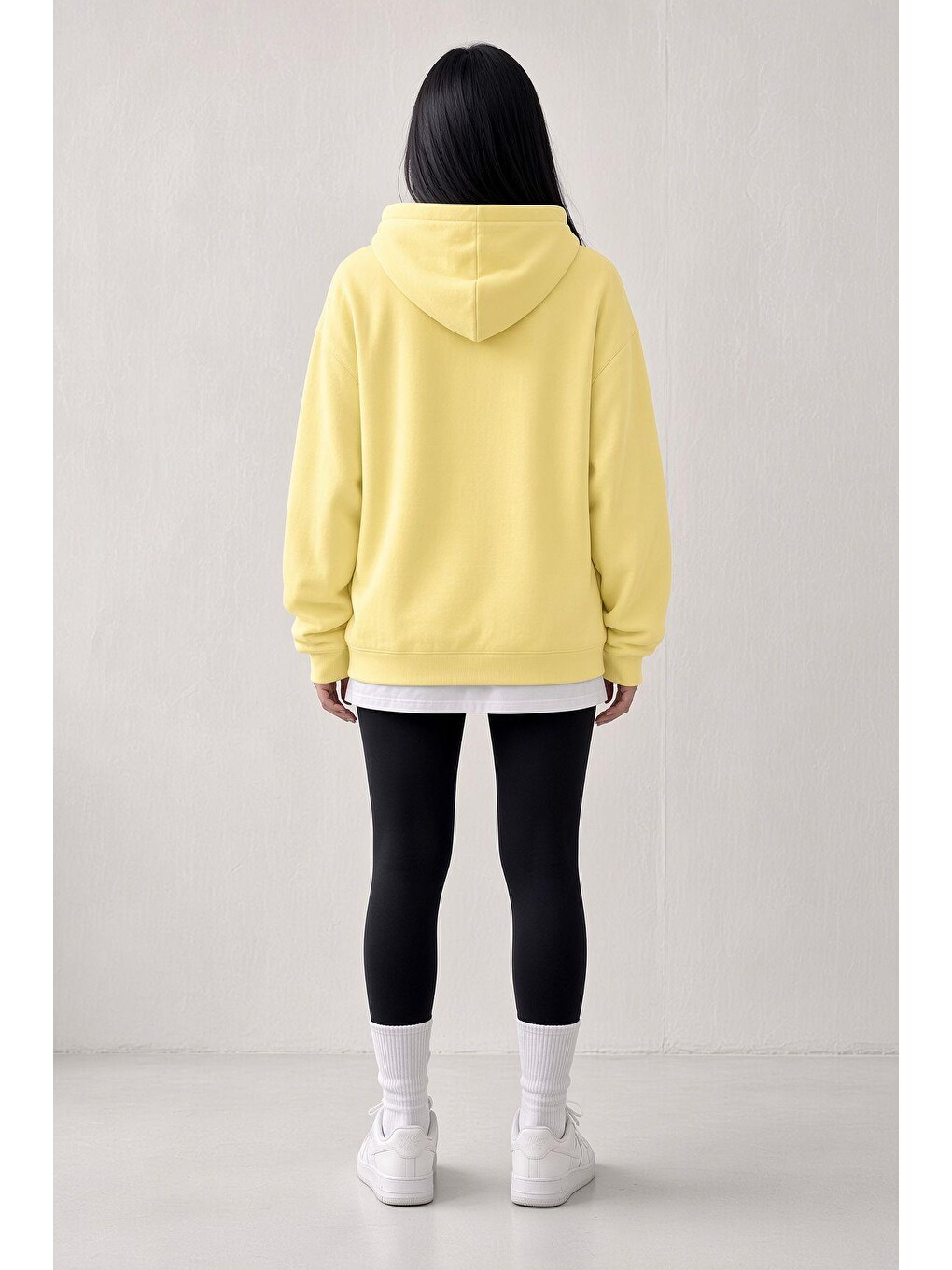 Sarı Sw Unisex Oversize "new York Crew" Baskılı Kapüşonlu Kanguru Cep Sweatshirt-2