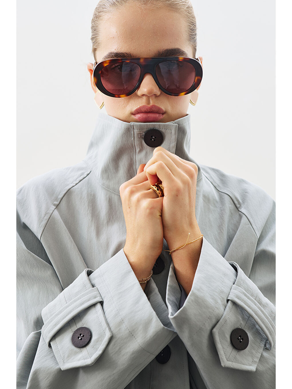 Trenç Tarz Bomber Ceket Mavi-1