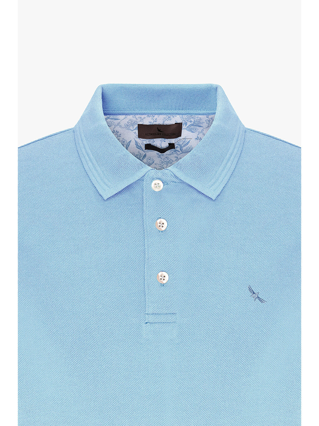 Erkek Açık Mavi Slim Fit Dar Kesim Polo Yaka %100 Pamuk Kısa Kollu Tişört-6