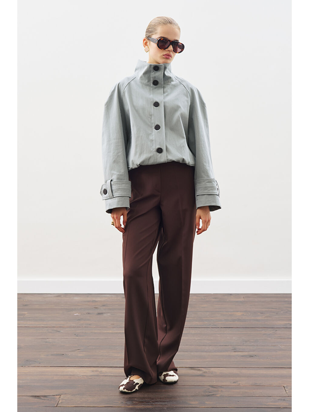 Trenç Tarz Bomber Ceket Mavi-3