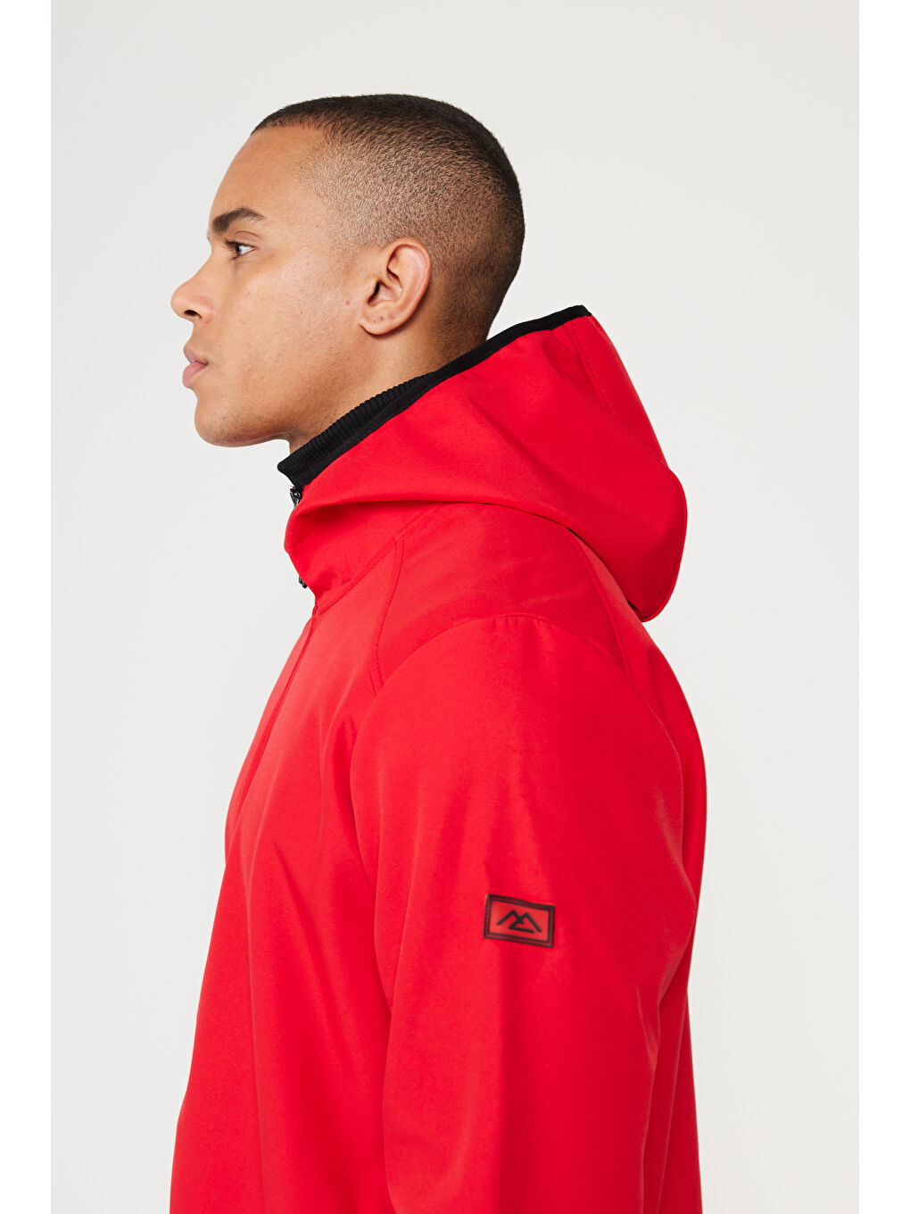 Erkek Kırmızı Standart Fit Normal Kesim Dik Yaka Softshell Mont-5
