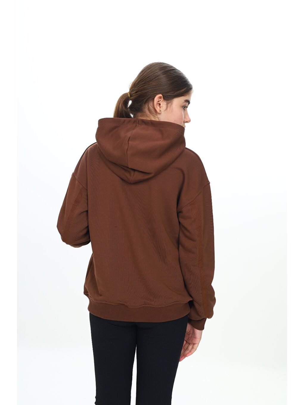 Kahverengi Kız Çocuk Kapüşonlu Hırka-3