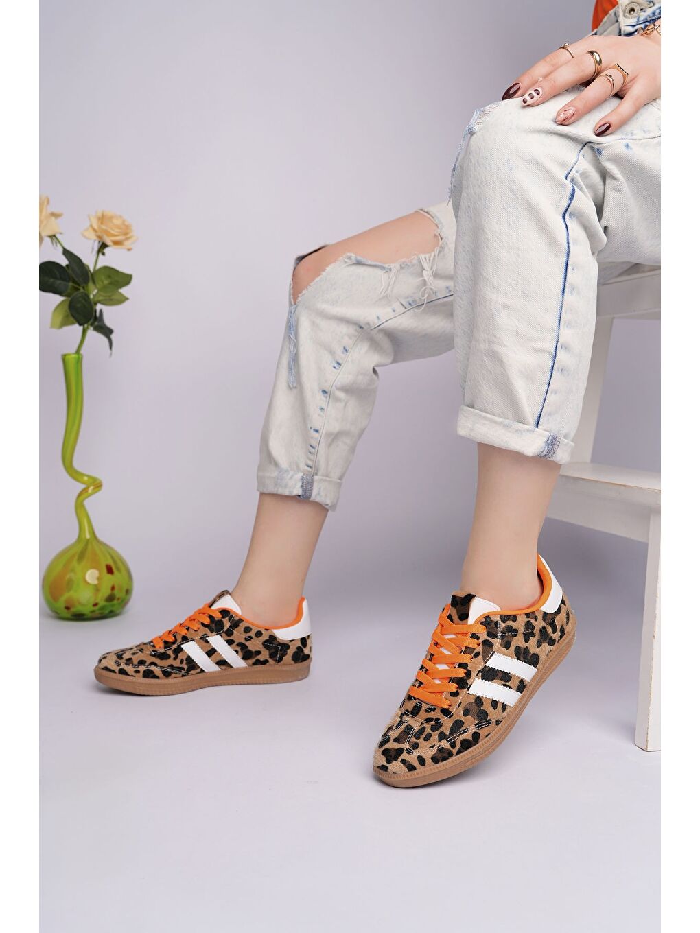 Sarı TAUPE Çift Bağcıklı Günlük Kadın Sneaker Spor Ayakkabı-4