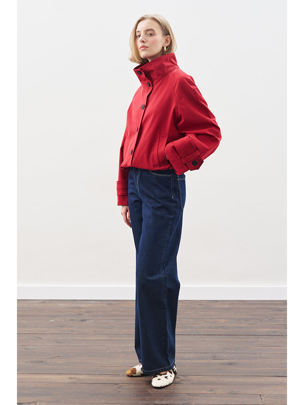 Trenç Tarz Bomber Ceket Kırmızı-3