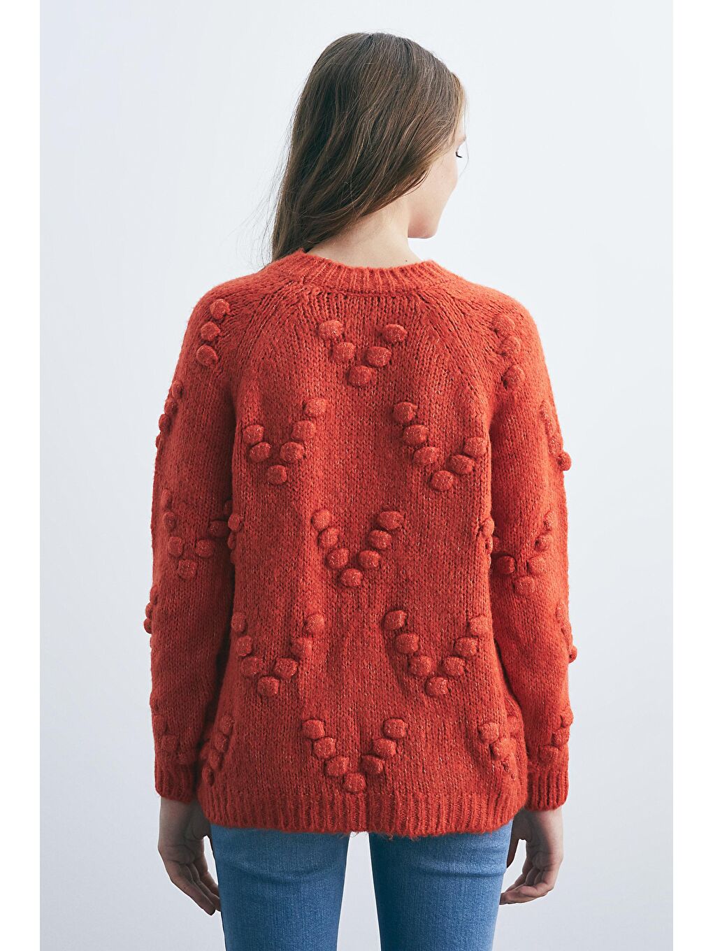 Turuncu Pon Pon Detaylı Kazak-6