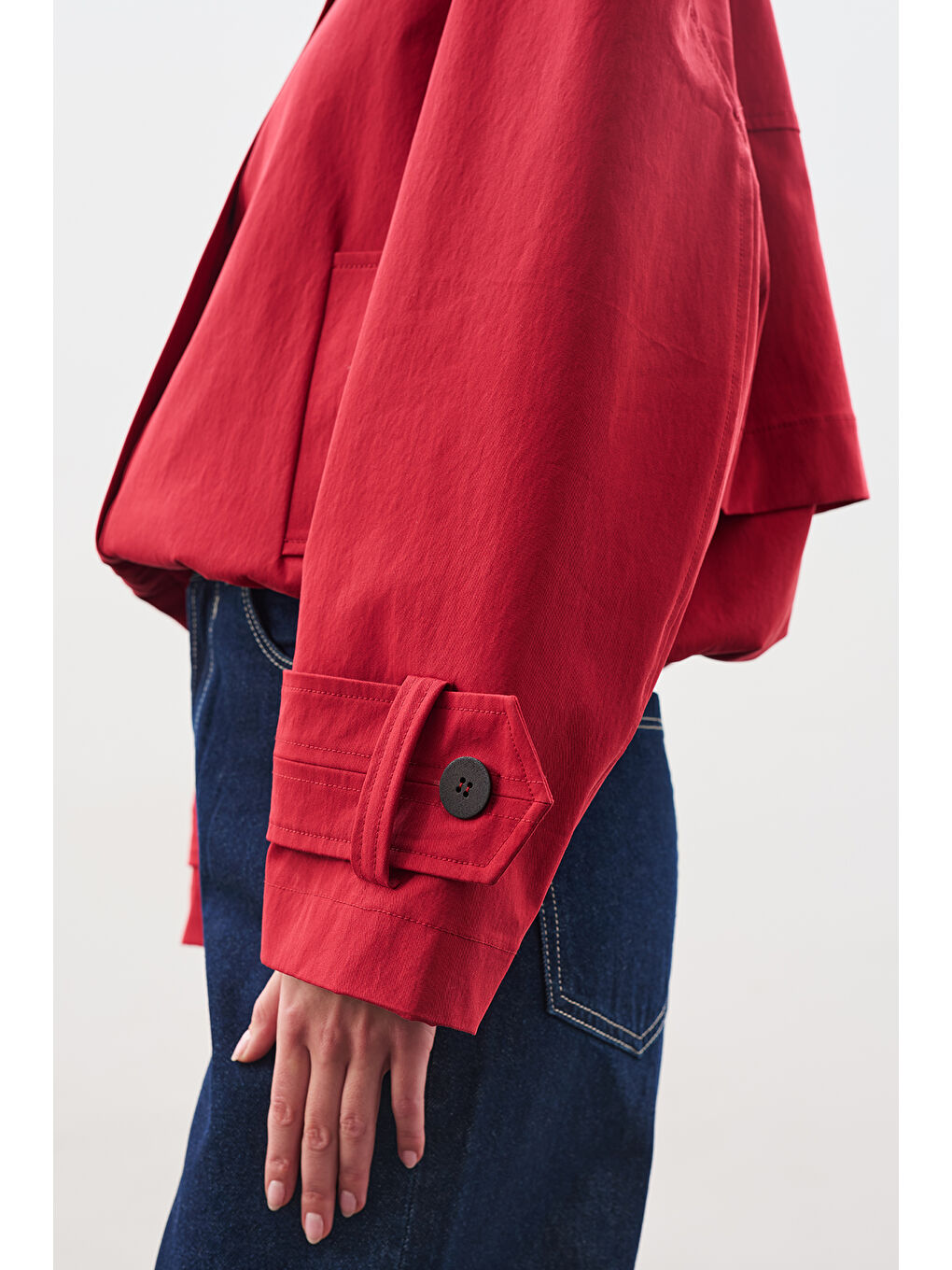 Trenç Tarz Bomber Ceket Kırmızı-5