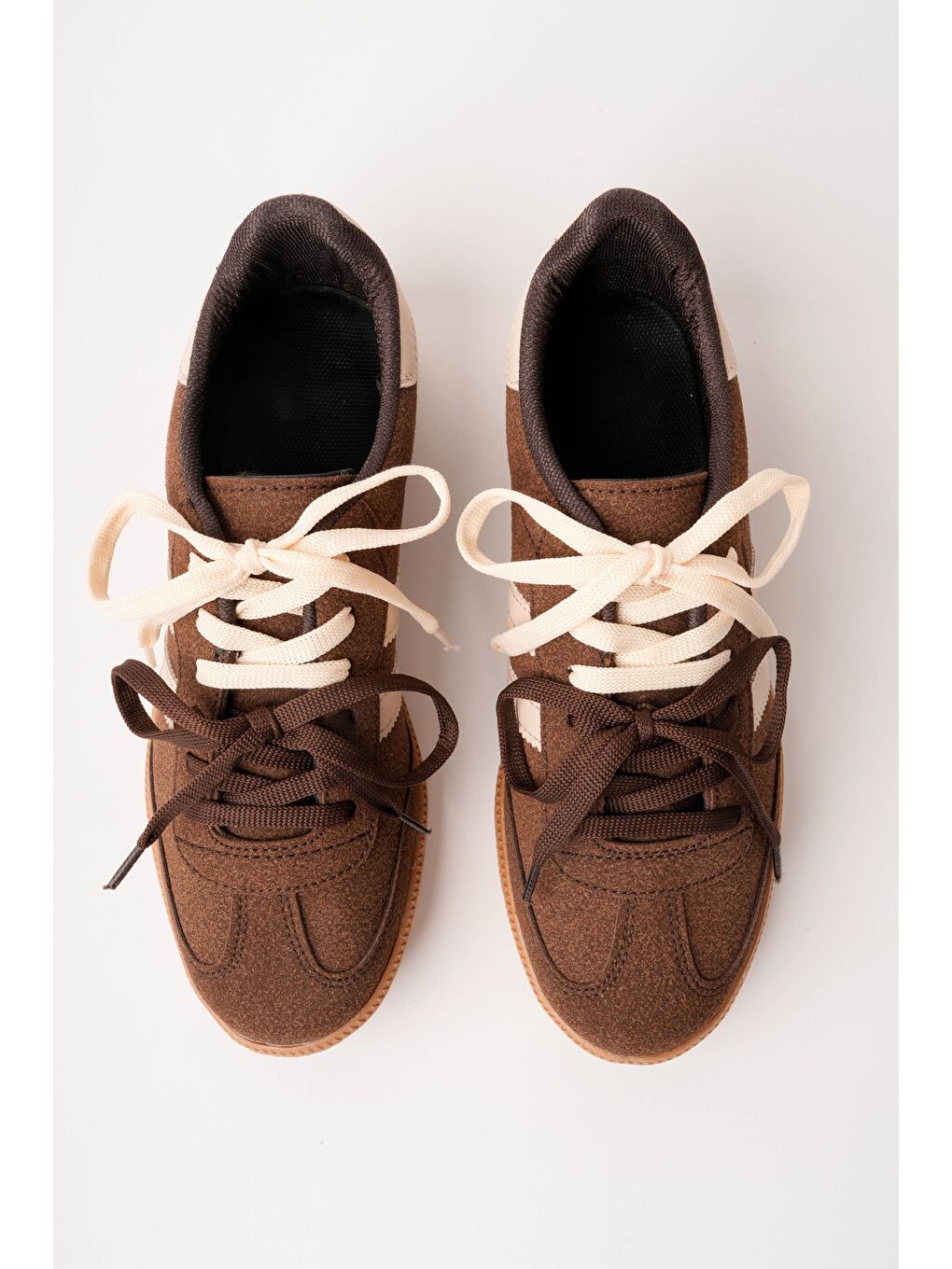 Kahverengi TAUPE Çift Bağcıklı Günlük Kadın Sneaker Spor Ayakkabı-6