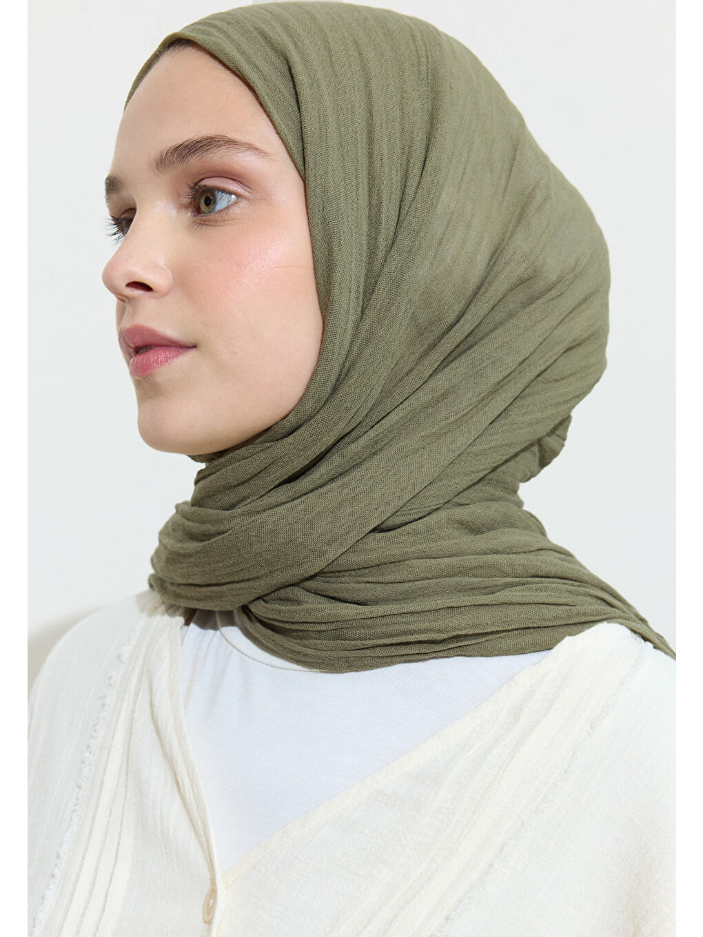 Yeşil PAMUKLU KETEN ŞAL ROSEMARY SODA-3