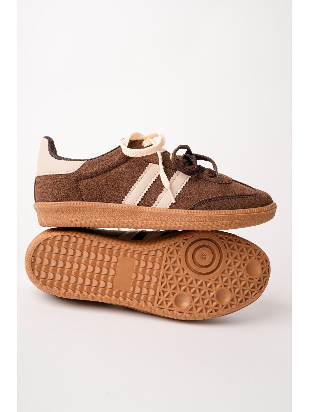 Kahverengi TAUPE Çift Bağcıklı Günlük Kadın Sneaker Spor Ayakkabı-8