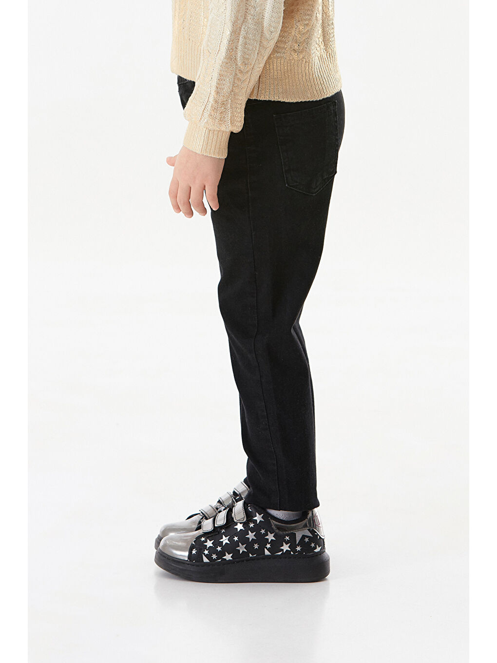 Siyah Fermuarlı Regular Fit Kız Çocuk Pantolon-2