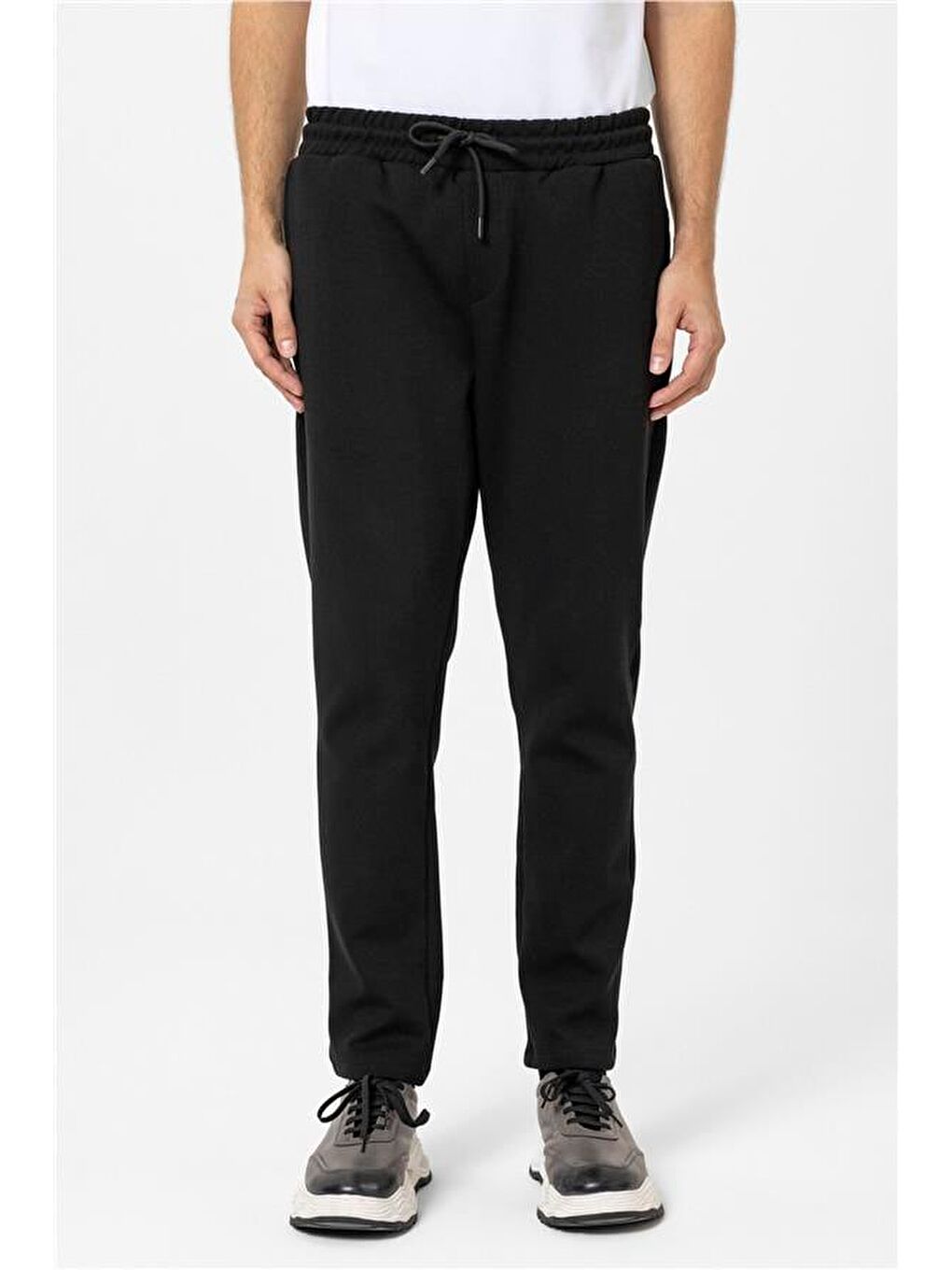 Siyah Regular Düz Jogger Pantolon-1