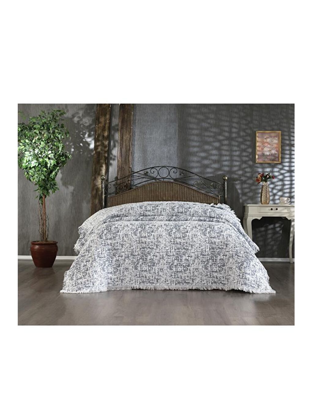 Puffy Pamuk Çift Kişilik Tek Battaniye 200x220 İndigo-1