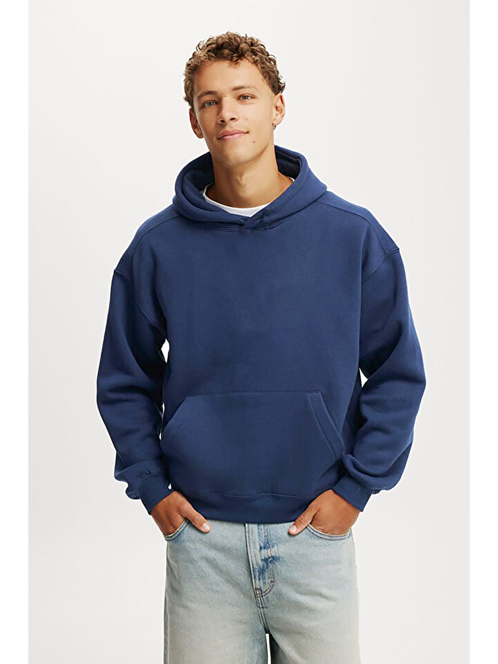 Lacivert Kapüşonlu Kanguru Cep Erkek Sweatshirt E7169-3