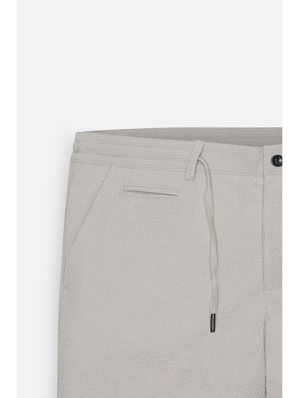 Erkek Bej Slim Fit Dar Kesim Yan Cepli Gofre Desenli Şort-6