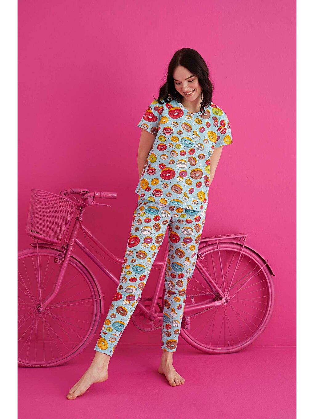 Mavi Pamuklu Pijama Takım 4130-17-1