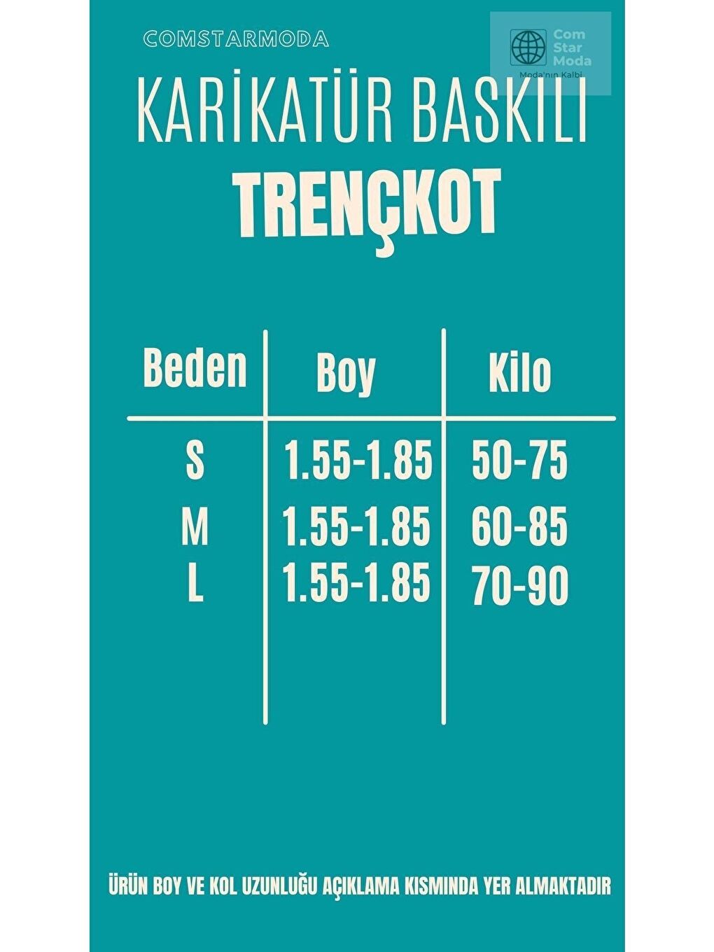 Siyah Kadın Garnilli Karikatür Baskılı Trençkot-2