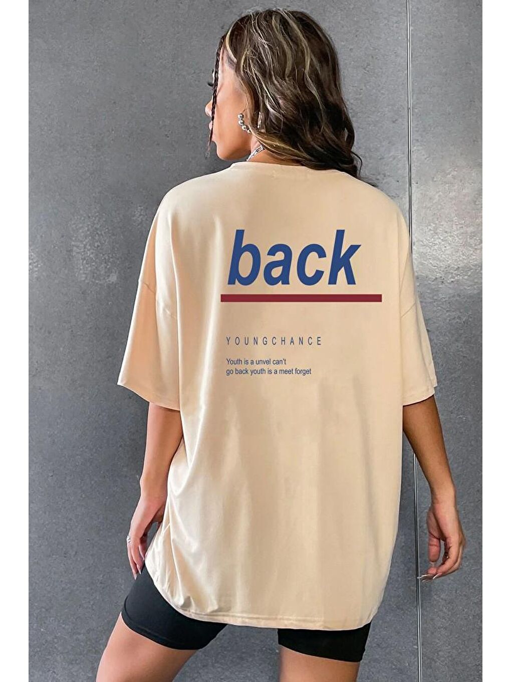 uyguntarz Bej Unisex Back Baskılı Tasarım Tshirt - 1