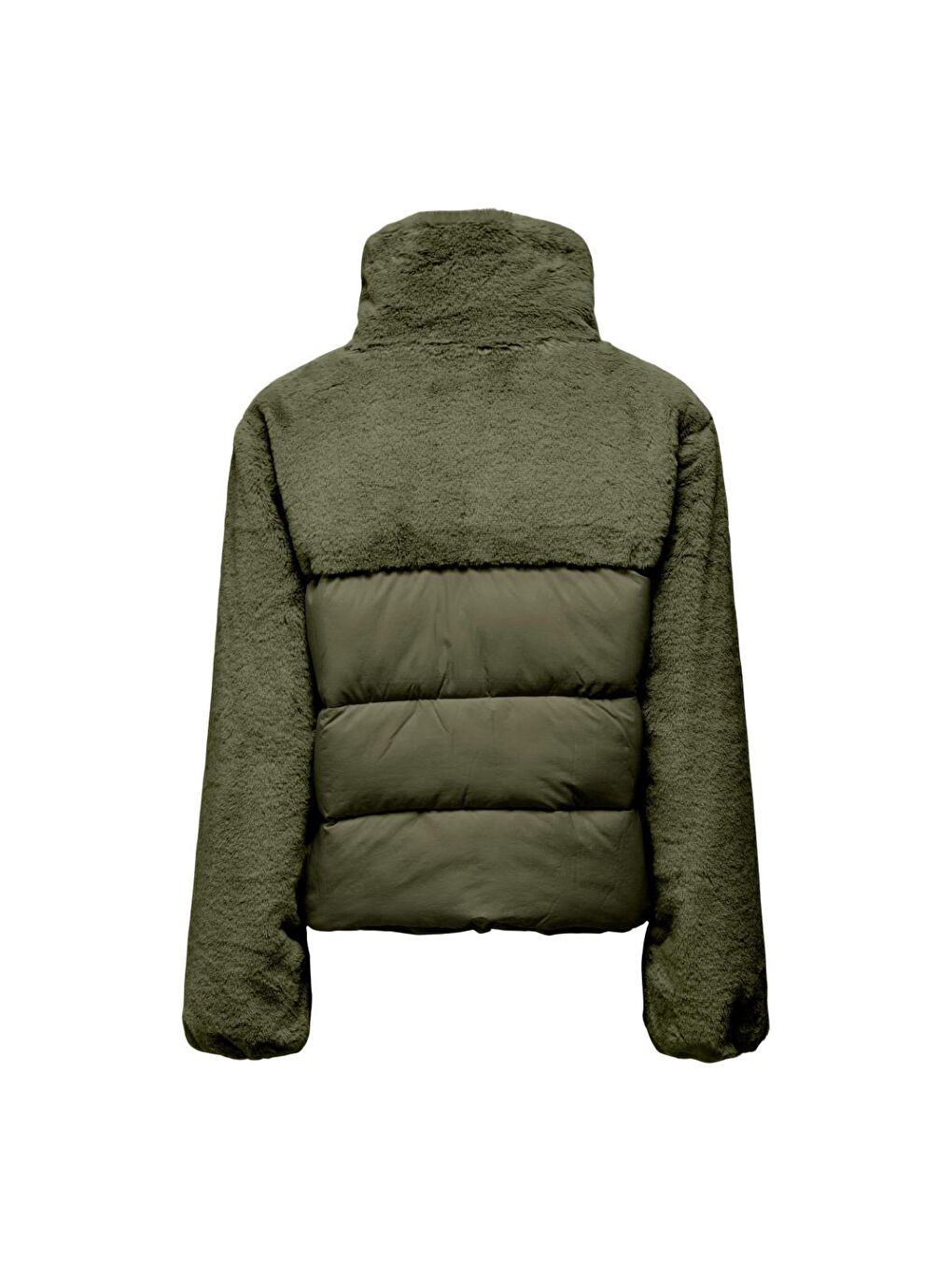 Wanja Fur Puffer Mix Kadın Haki Dik Yaka şişme Mont-1