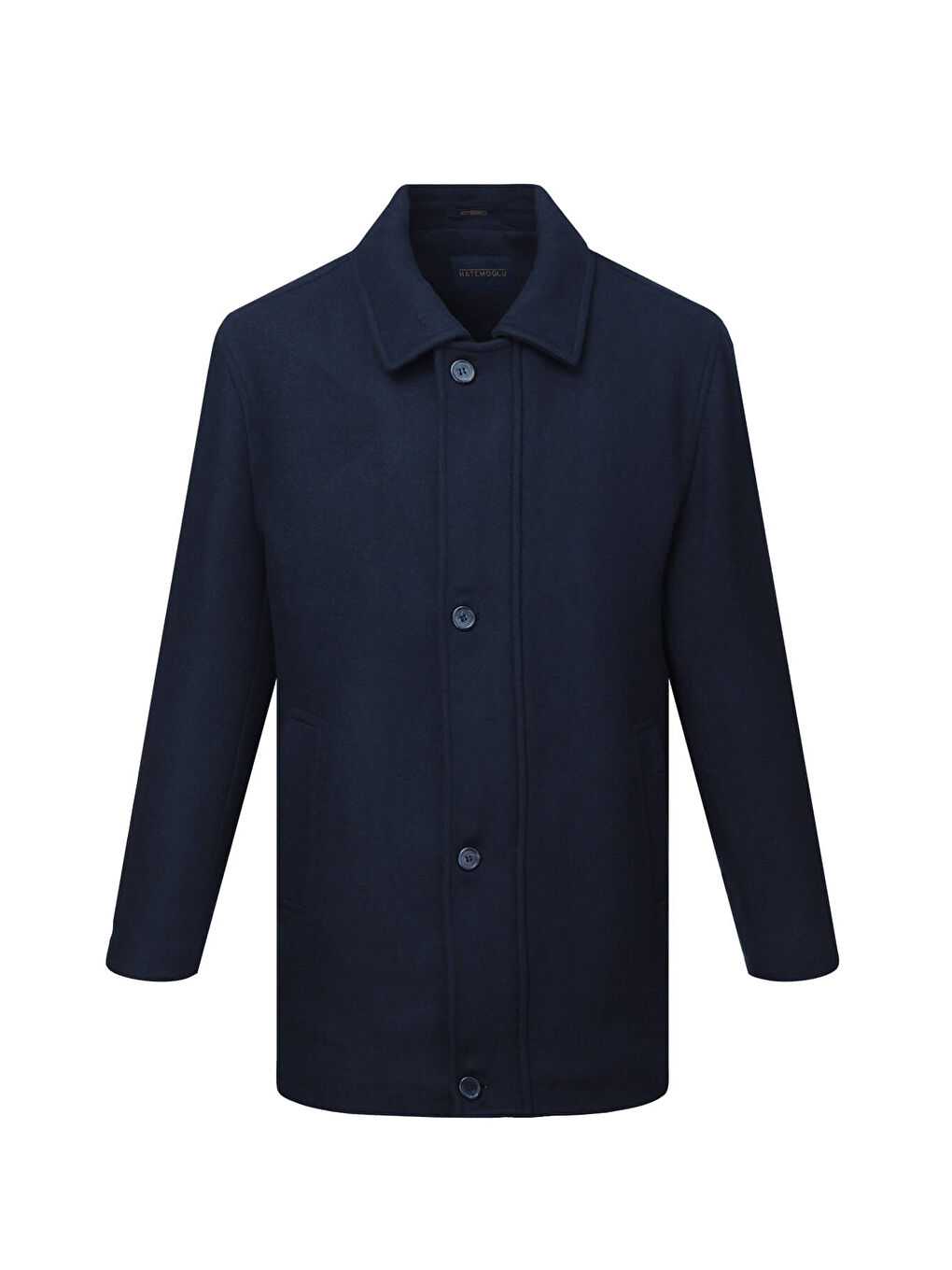 Lacivert Regular Fit Bebe Yaka Yünlü Kaban