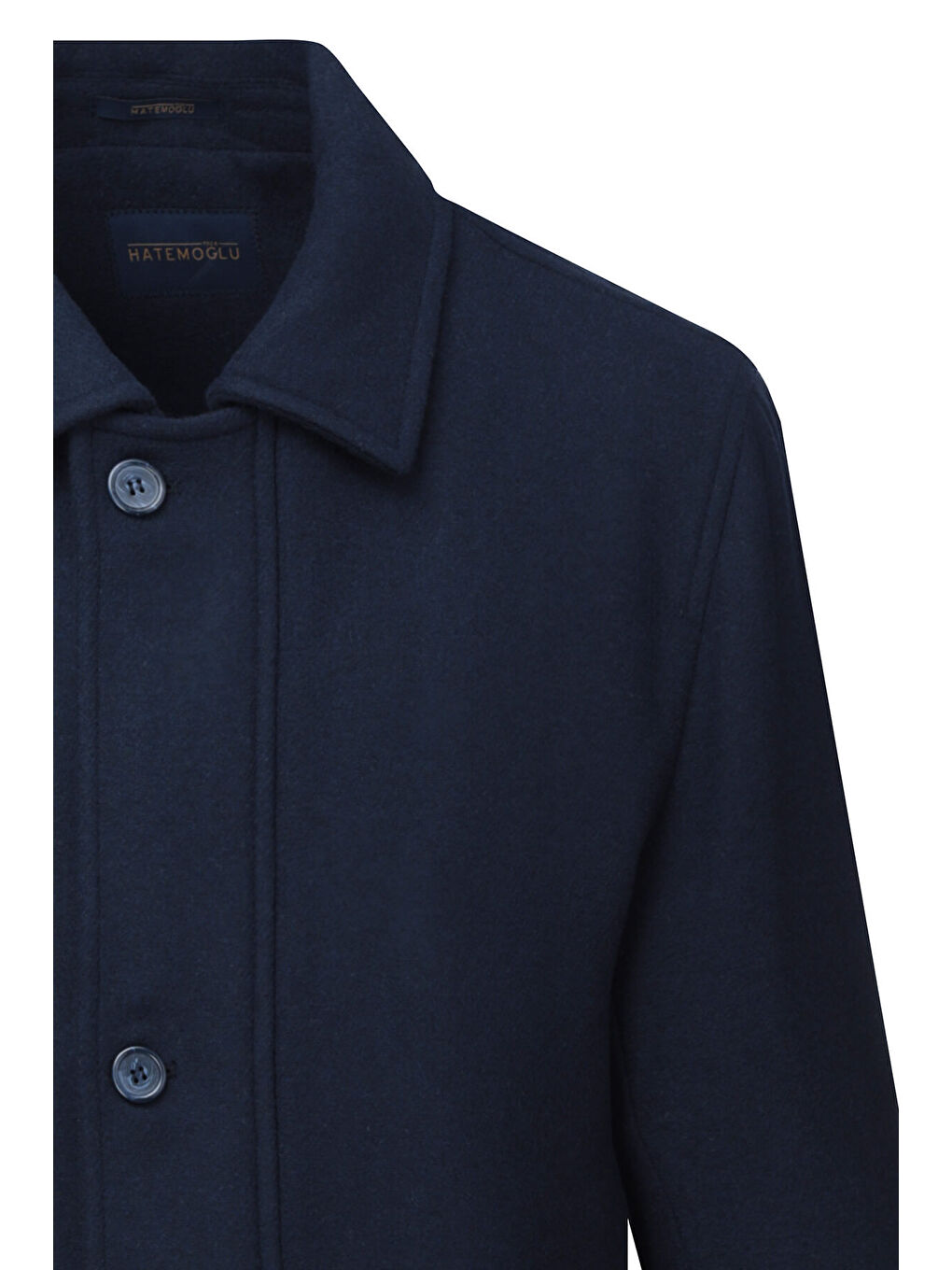 Lacivert Regular Fit Bebe Yaka Yünlü Kaban-1