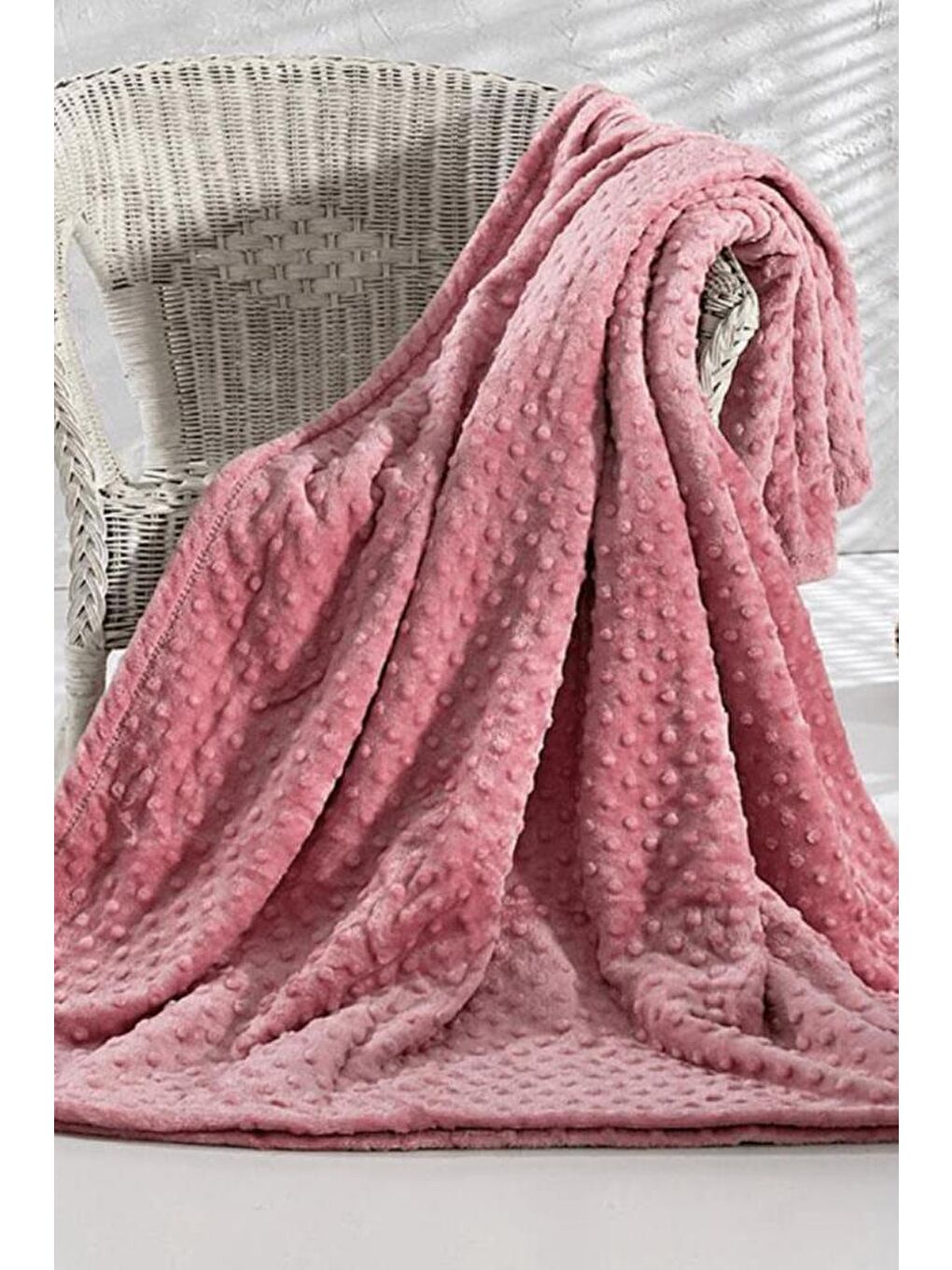 Pembe Pearl Tomurcuk Çift Kişilik Battaniye Pudra