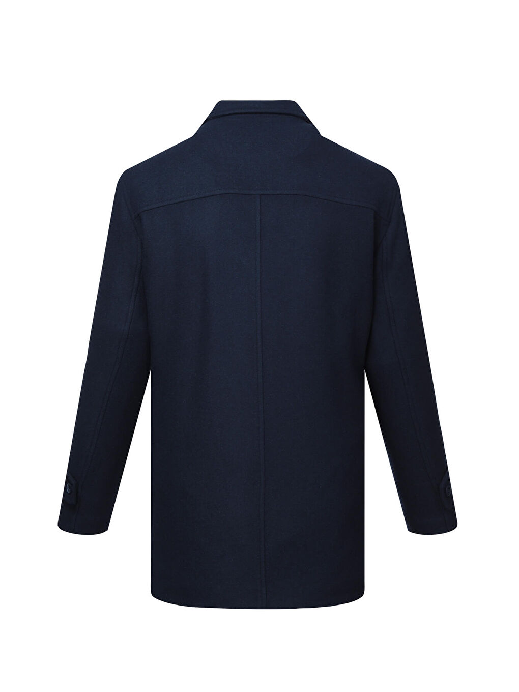 Lacivert Regular Fit Bebe Yaka Yünlü Kaban-2