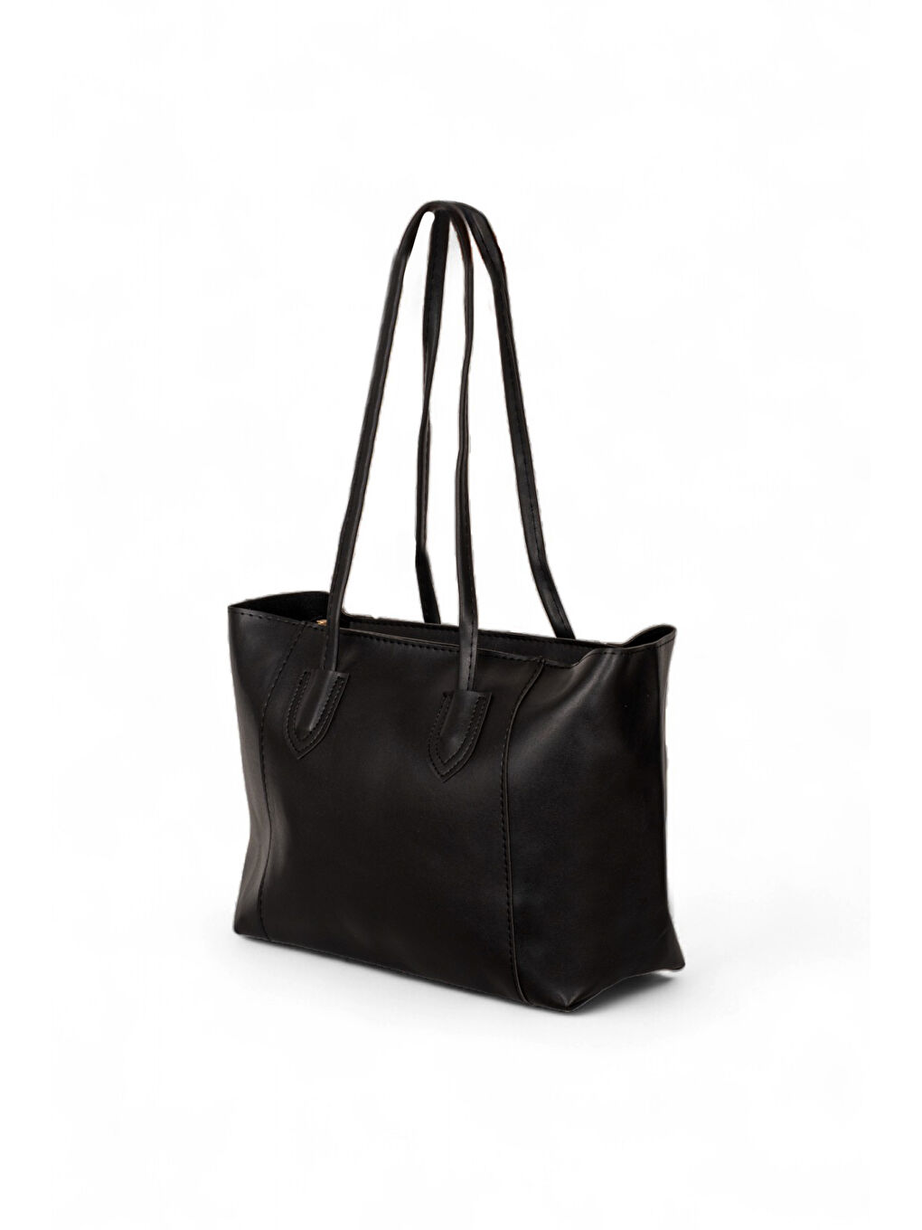 Kadın Siyah Çift Saplı Suni Deri Askılı El ve Omuz Çantası-1