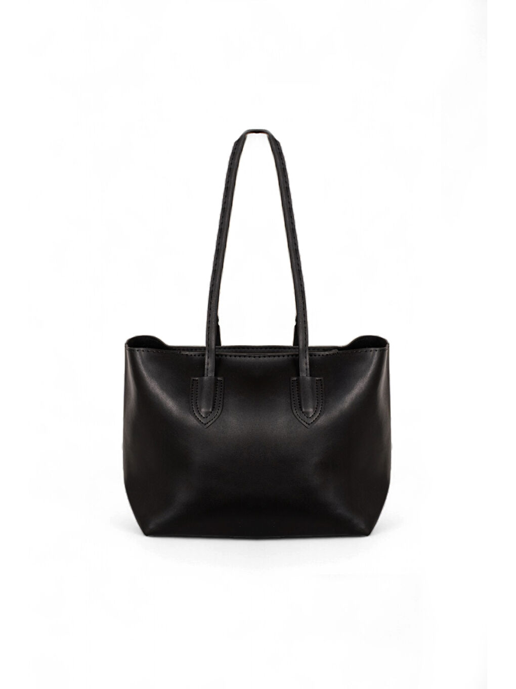 Kadın Siyah Çift Saplı Suni Deri Askılı El ve Omuz Çantası-2