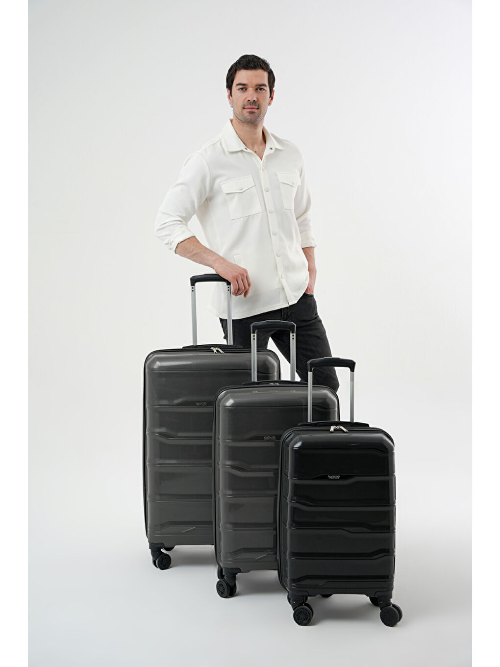 Antrasit PP İstanbul 3 lü Bavul Seti