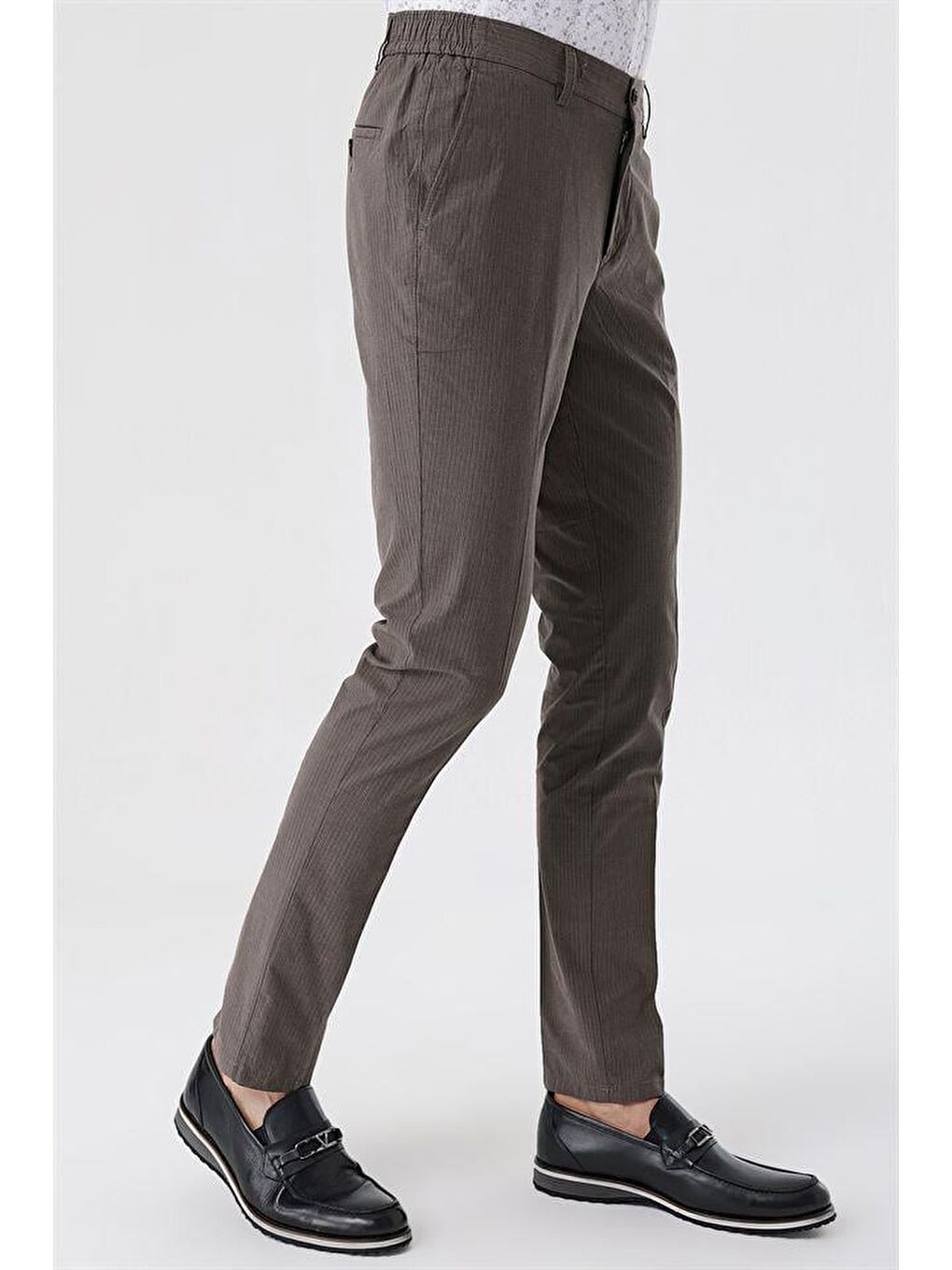 Koyu Kahverengi Pamuklu Lastikli Yandan Cepli Casual Comfort Fit Erkek Pantolon 1003230160-3