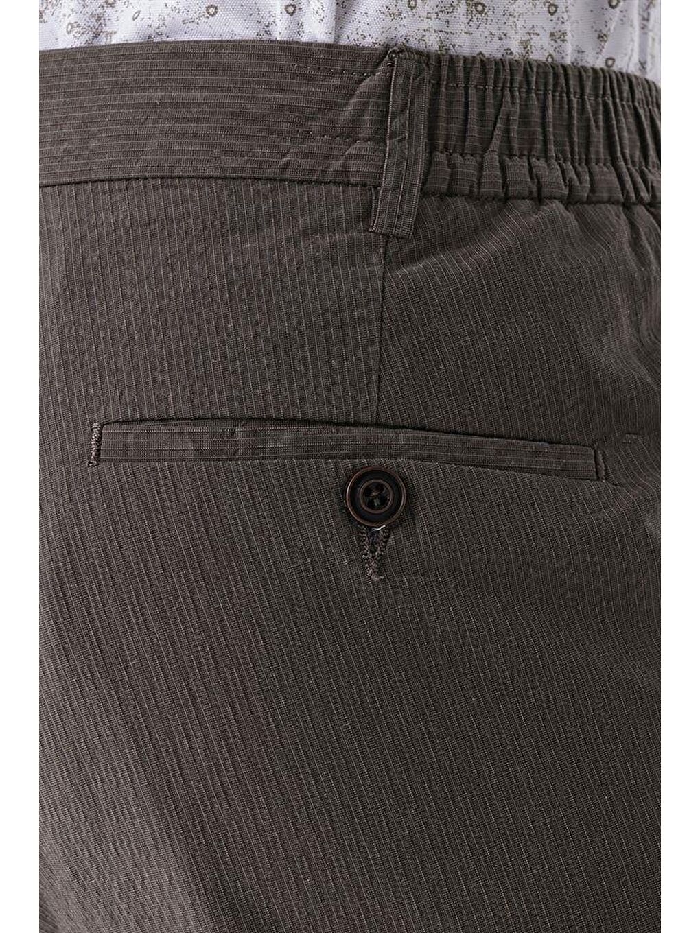Koyu Kahverengi Pamuklu Lastikli Yandan Cepli Casual Comfort Fit Erkek Pantolon 1003230160-4