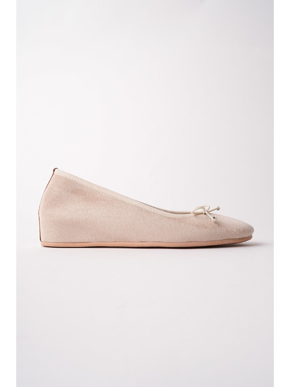 Bej HİDDEN Gizli Topuklu Fiyonk Detaylı Deri Kadın Babet-1