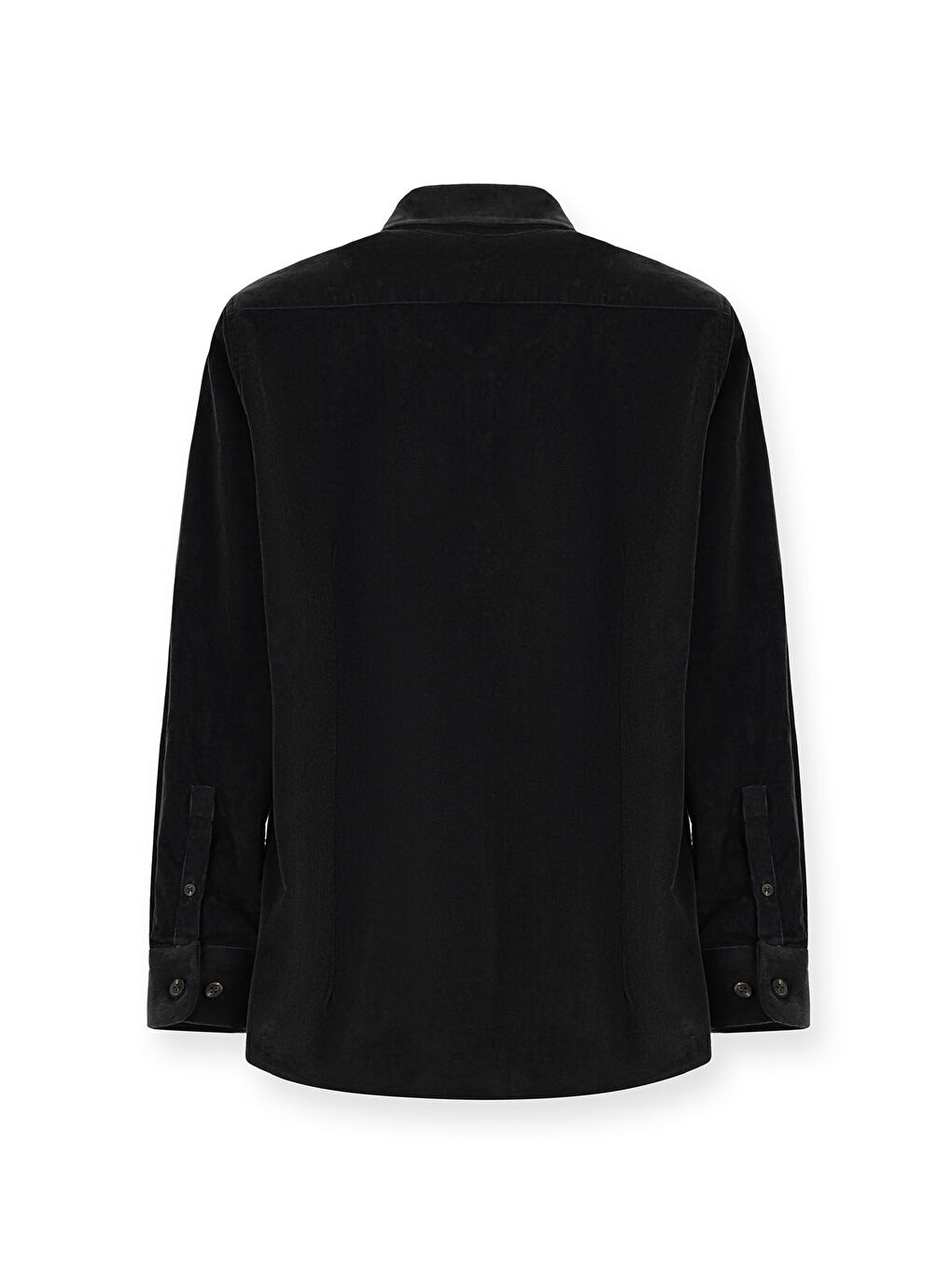 Antrasit Uzun Kol Slim Fit Dar Kesim Kadife Pamuklu Düğmeli Yaka Gömlek-1