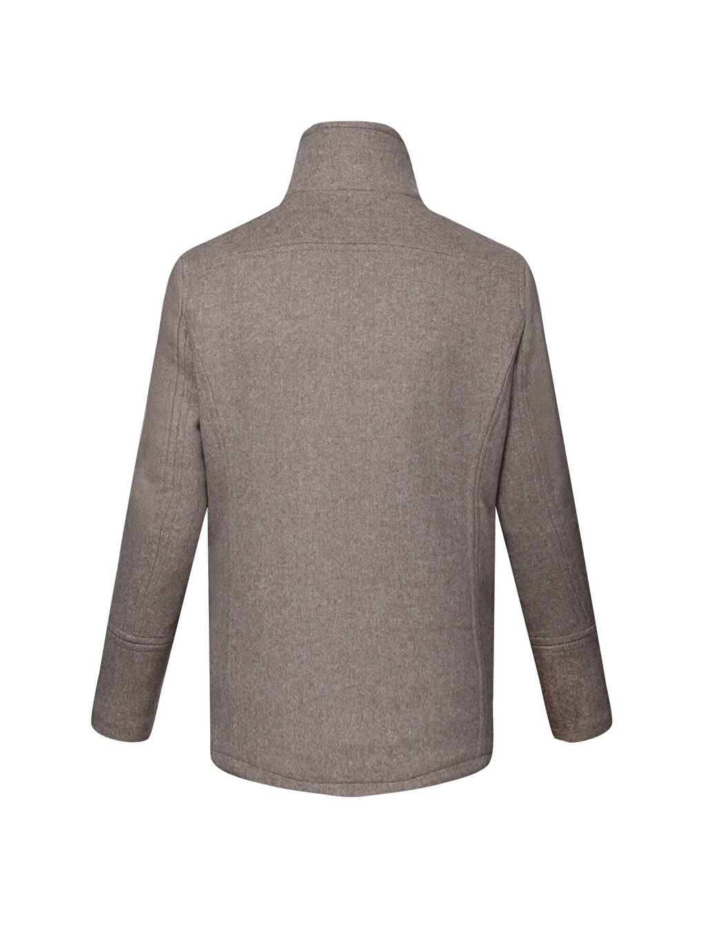 Kahverengi Slim Fit Kruvaze Yünlü Kaşe Kaban-2