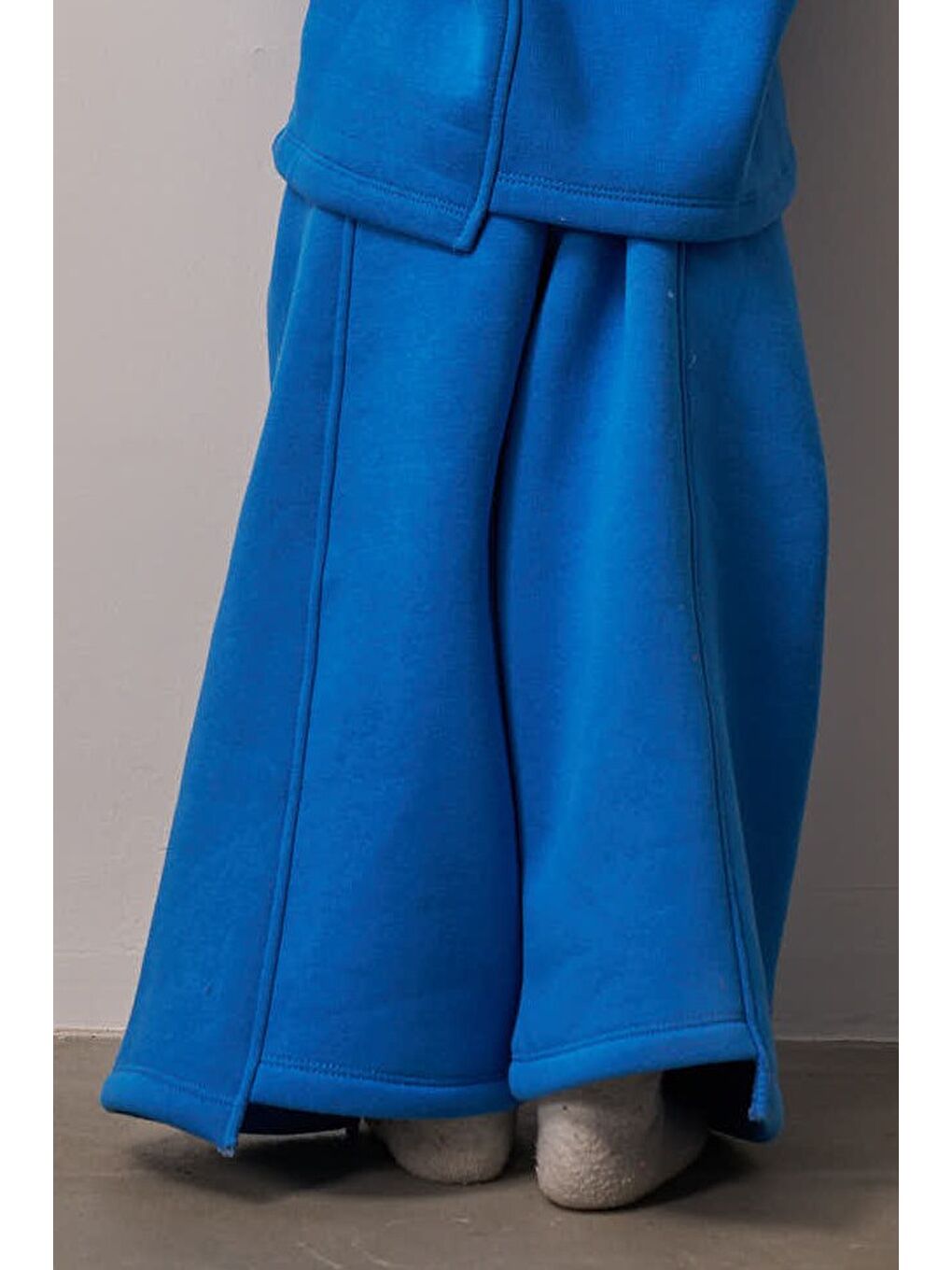 Mavi Dikiş Detaylı Geniş Paça Eşofman Altı-3
