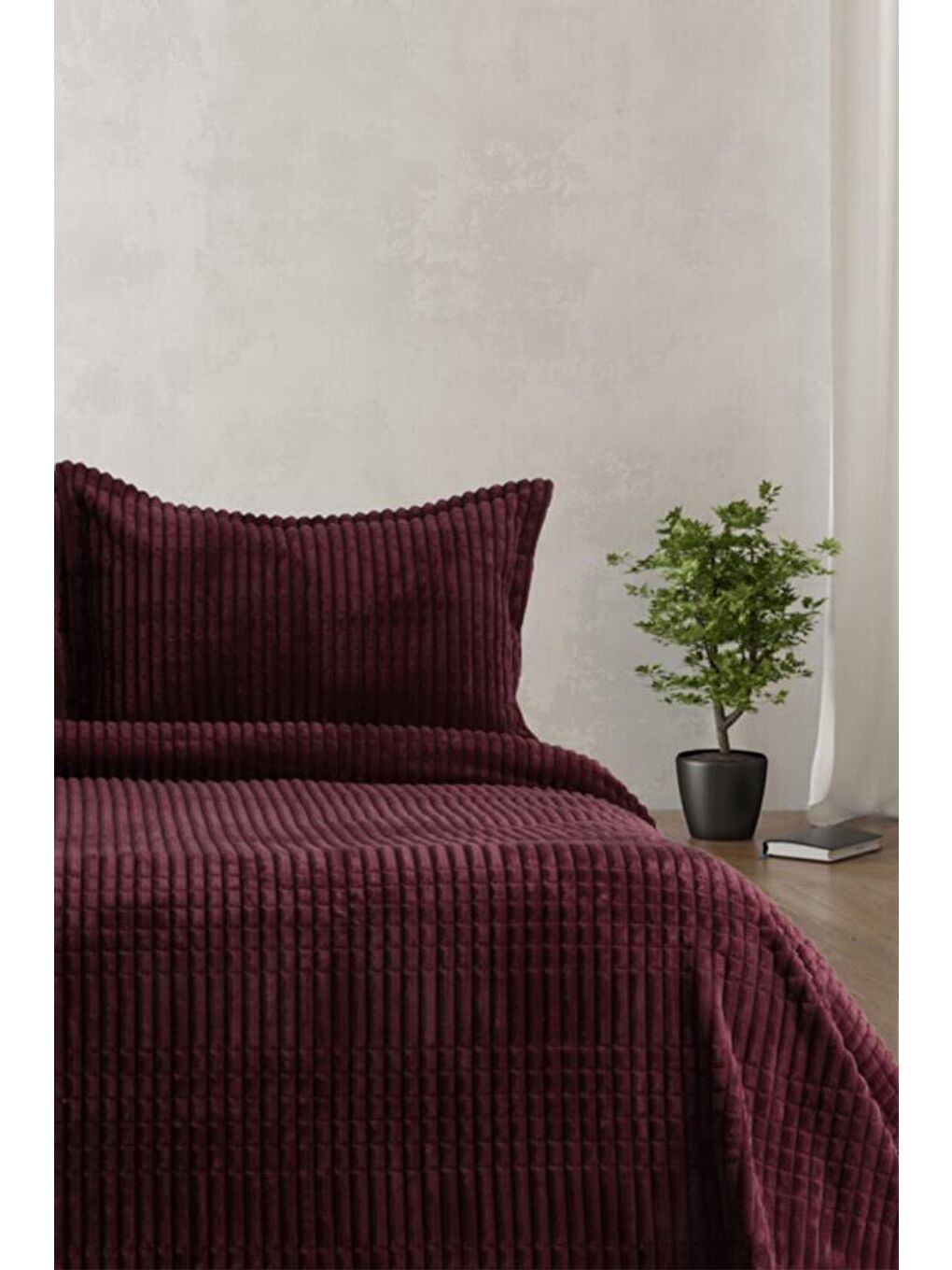 Merinos Modern Line Çift Kişilik Battaniye Seti Bordo