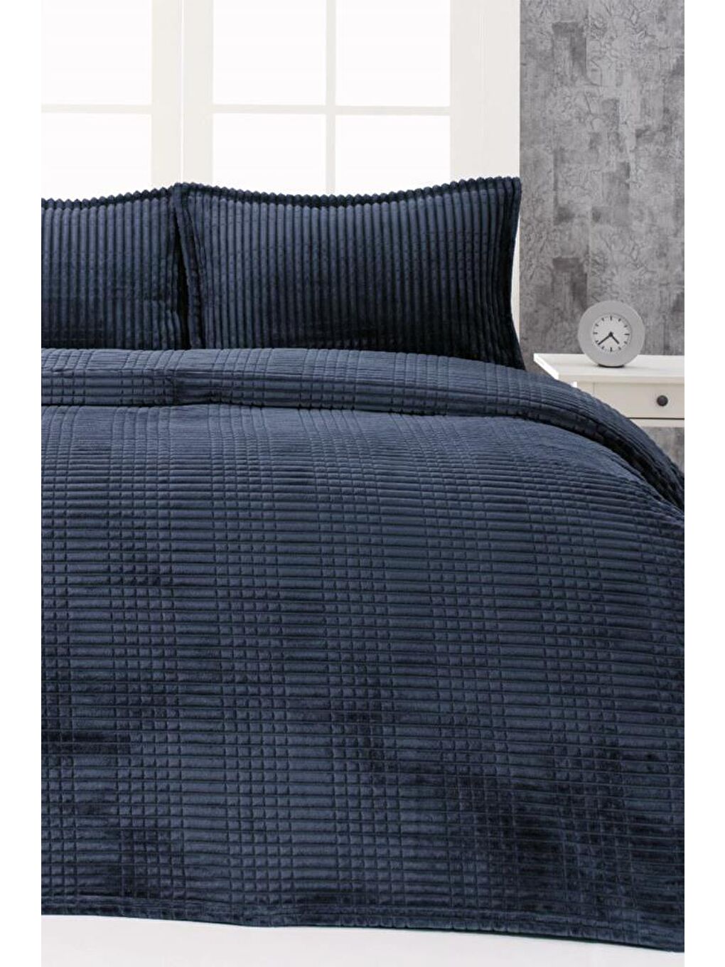 Merinos Modern Line Çift Kişilik Battaniye Seti Lacivert