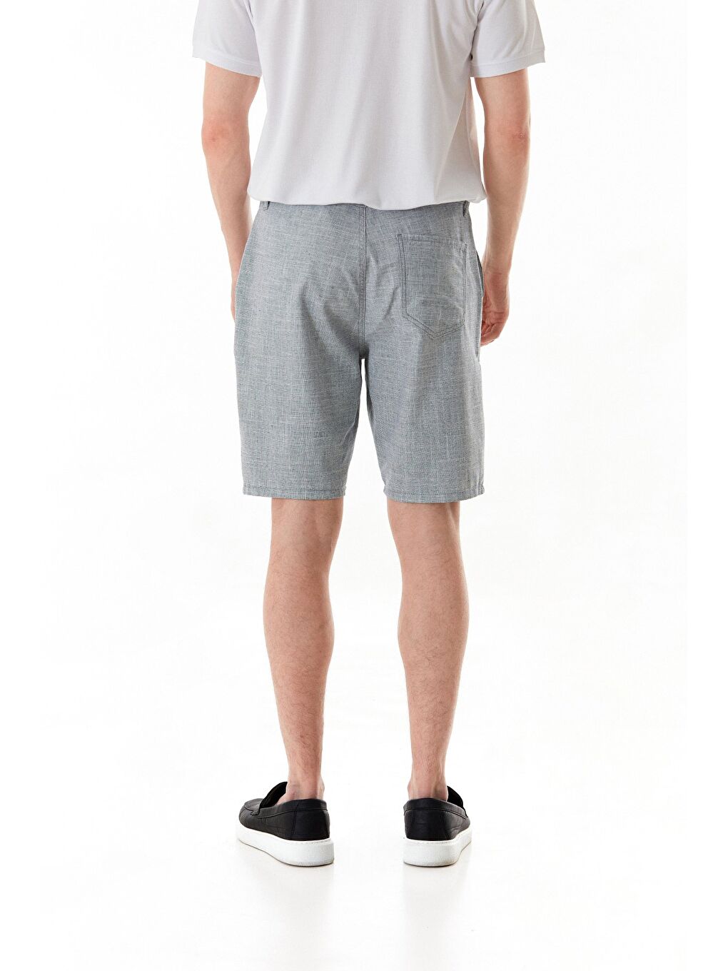 Lacivert Kırçıllı Beli Bağlamalı Cepli Şort-4